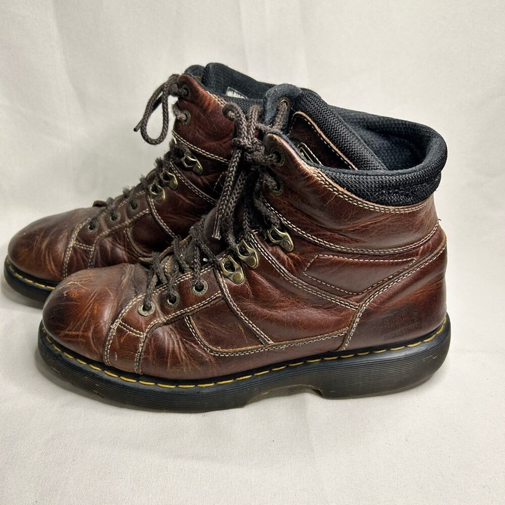 VTG Dr. Martens Industrial Brown distressed Leather Lace-Up Hiking work Boots 13